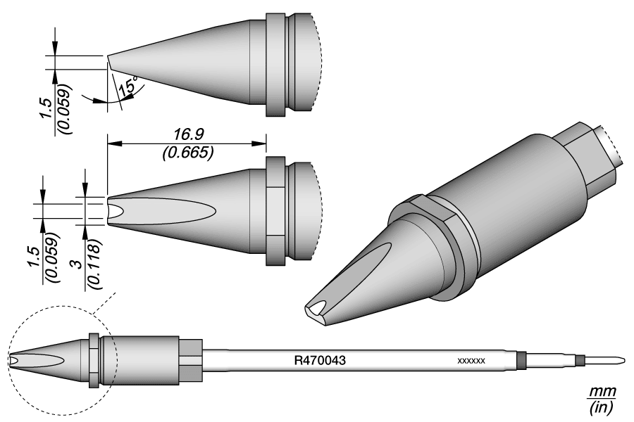 R470043 - Grooved Chisel Cartridge 3 x 1.5